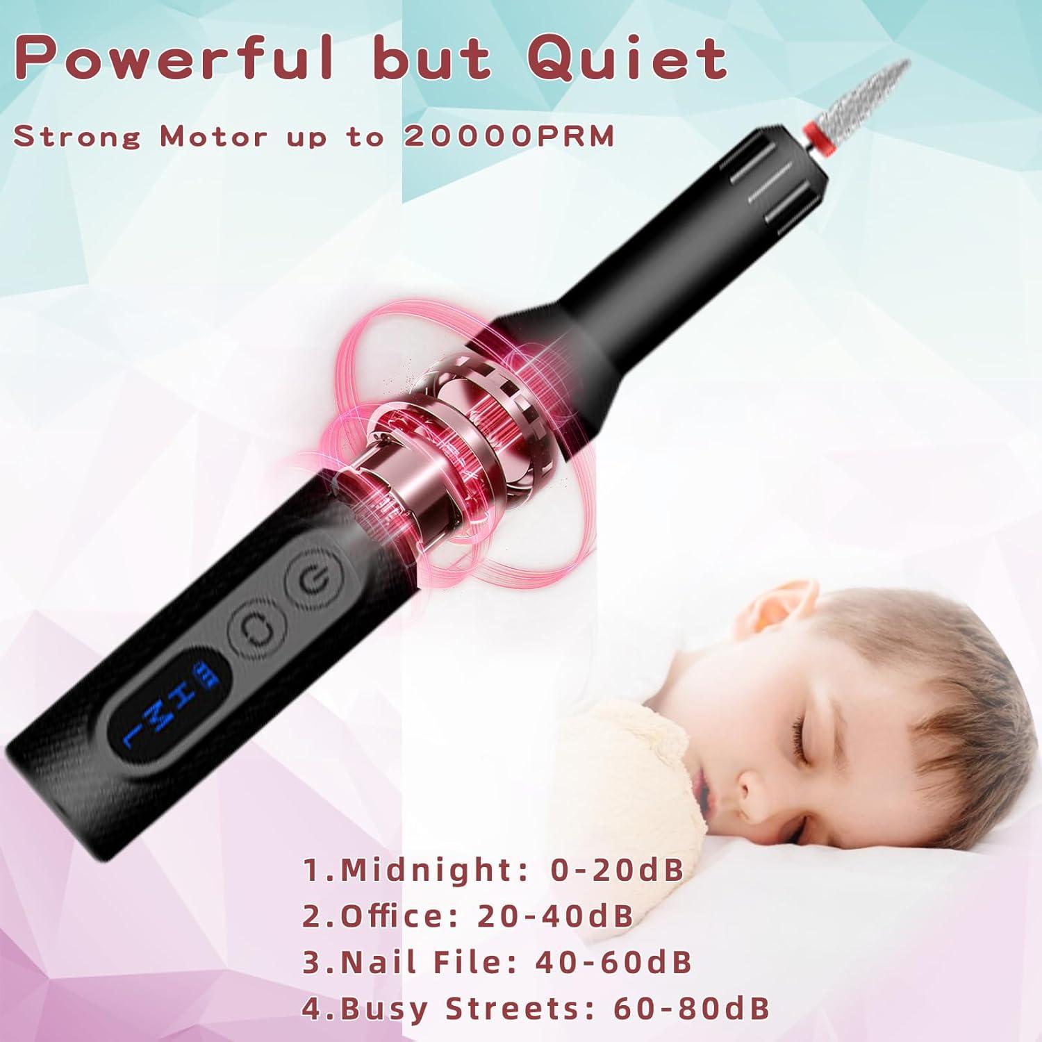 Taladro de Uñas Eléctrico Pinkiou 3 Velocidades Inalámbrico