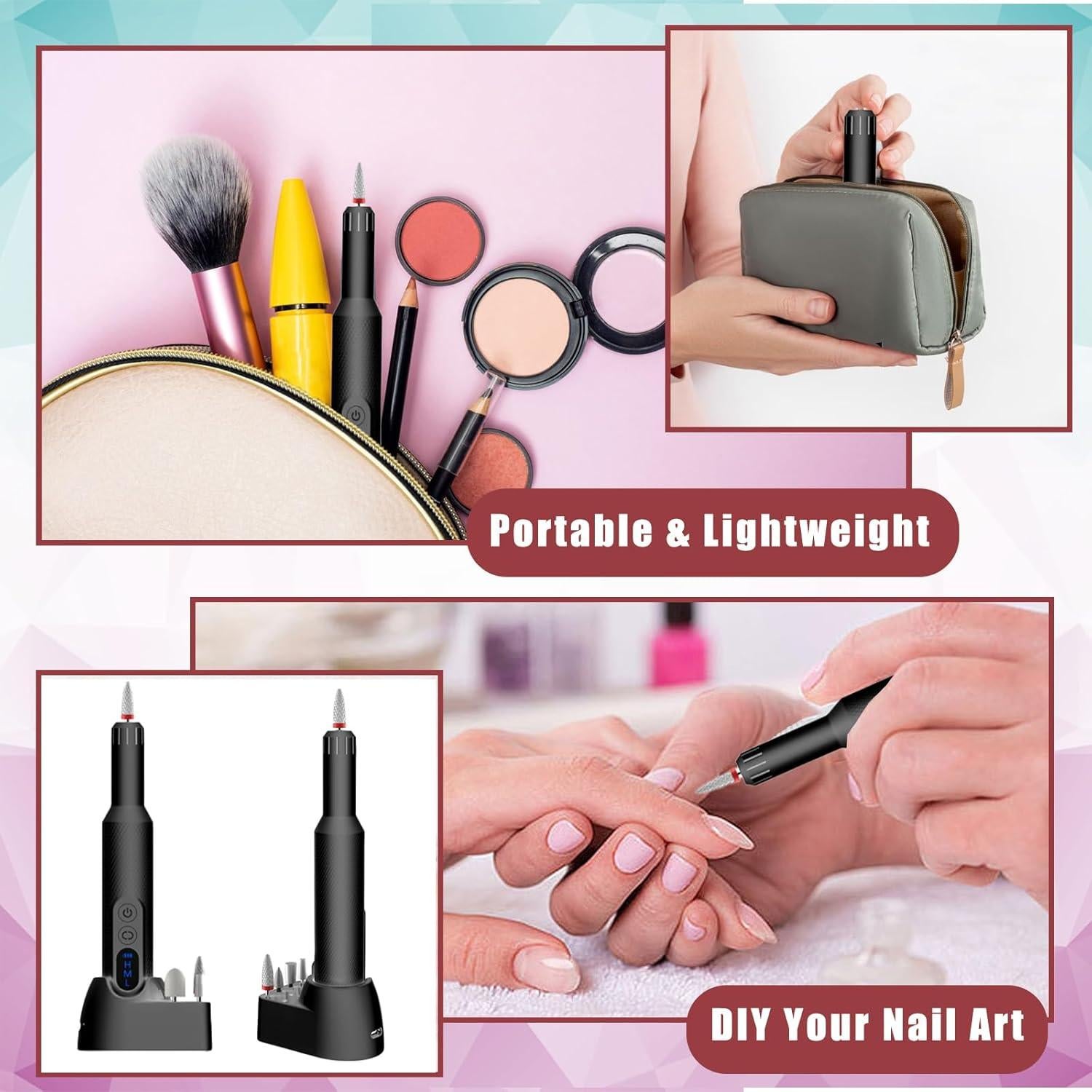 Taladro de Uñas Eléctrico Pinkiou 3 Velocidades Inalámbrico