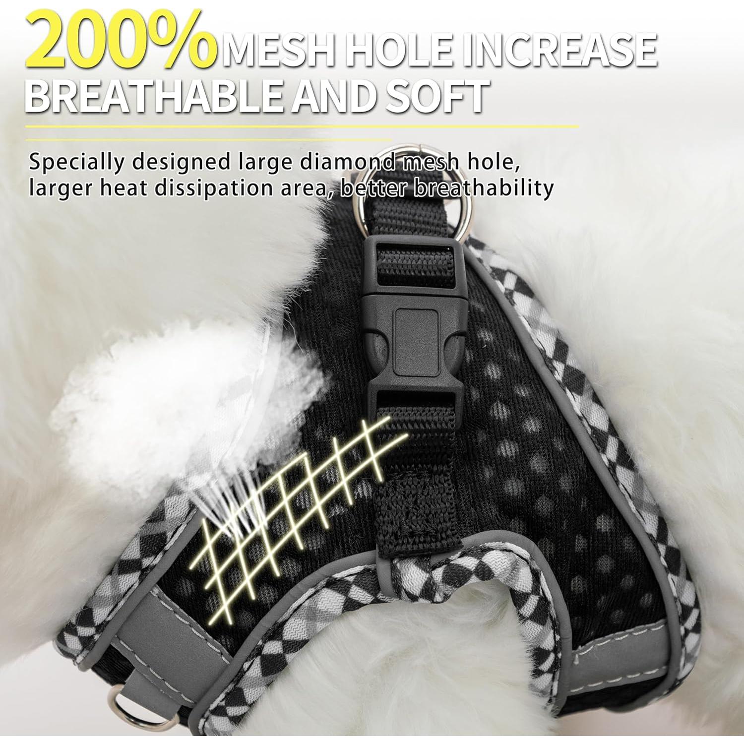 Arnés para Perro Pequeño JOYPAWS Negro XXXS, Malla Transpirable