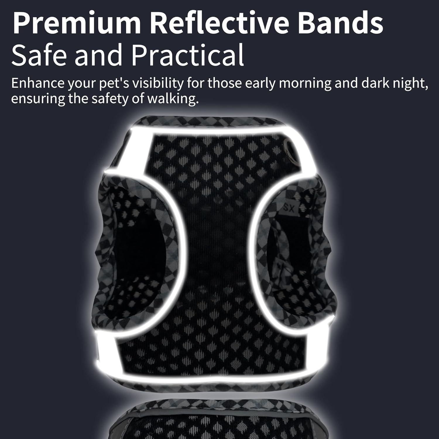 Arnés para Perro Pequeño JOYPAWS Negro XXXS, Malla Transpirable