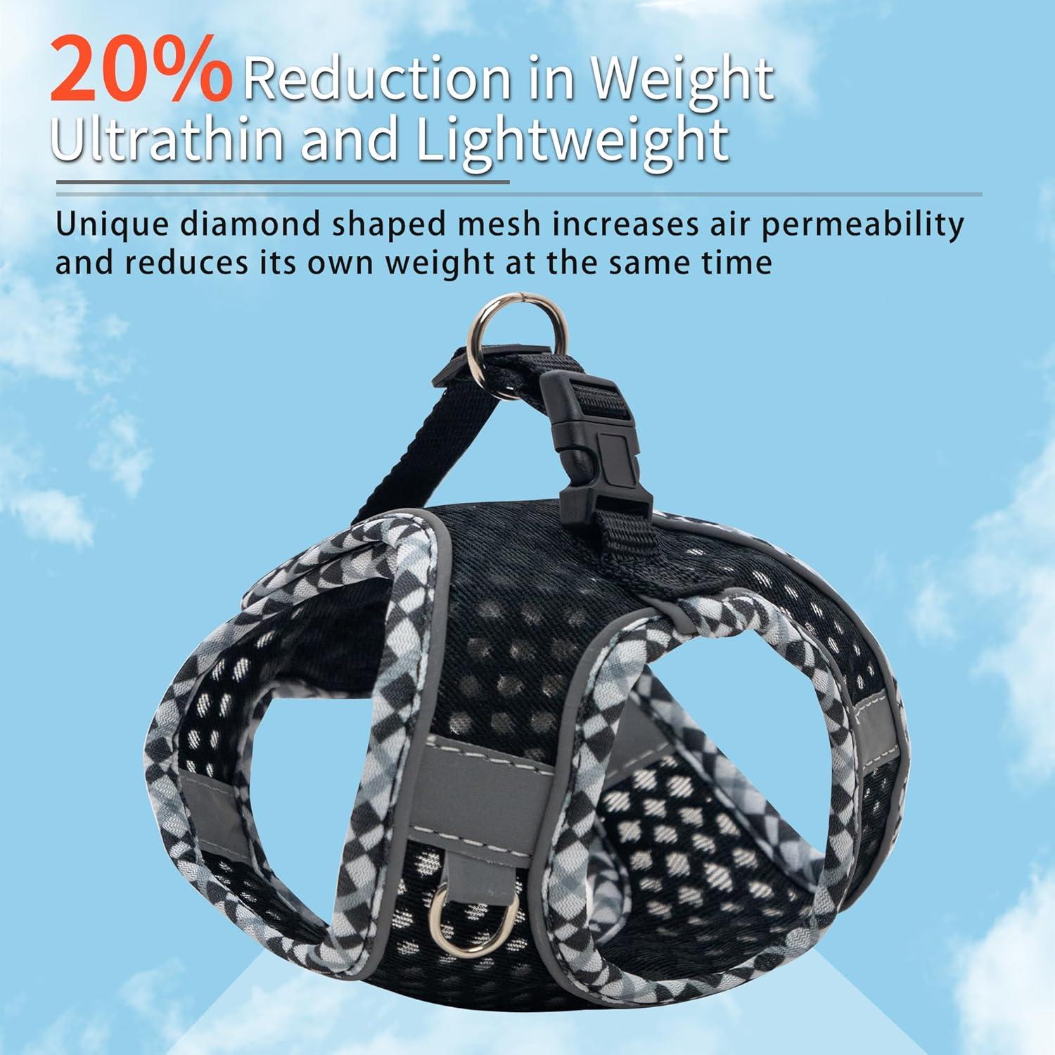 Arnés para Perro Pequeño JOYPAWS Negro XXXS, Malla Transpirable