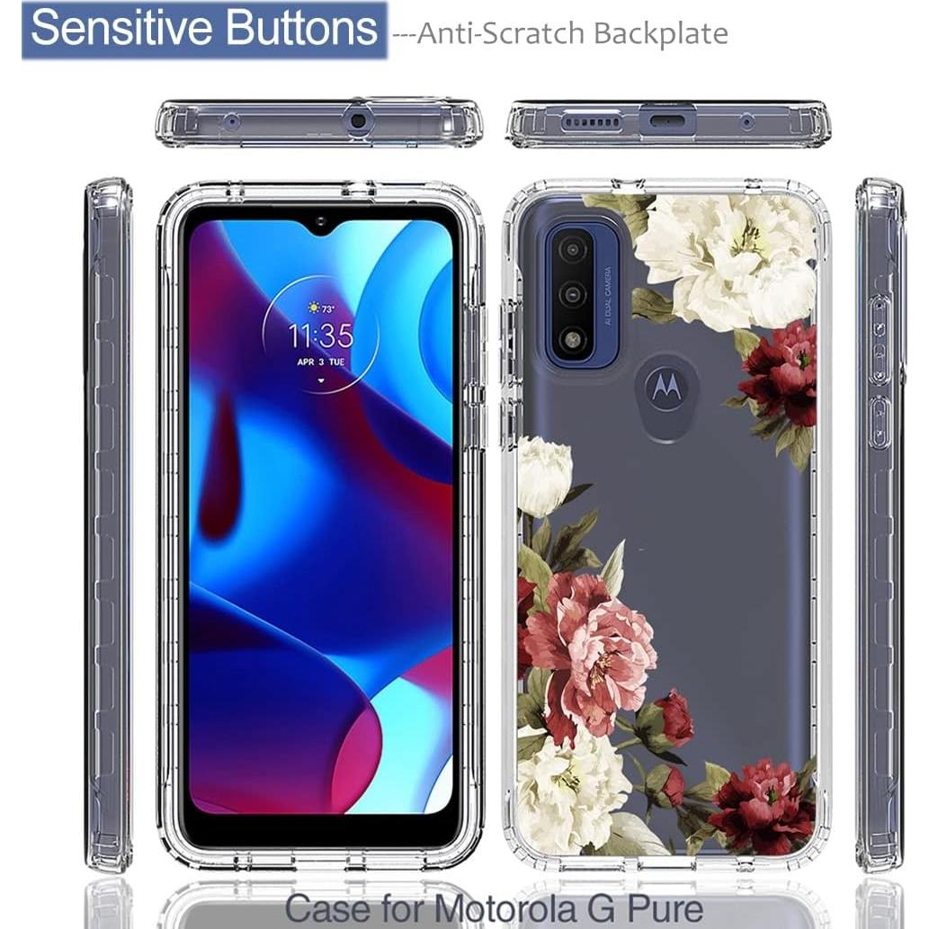 Funda Protectora para Moto G Pure 2021 Tothedu Floral con Protector