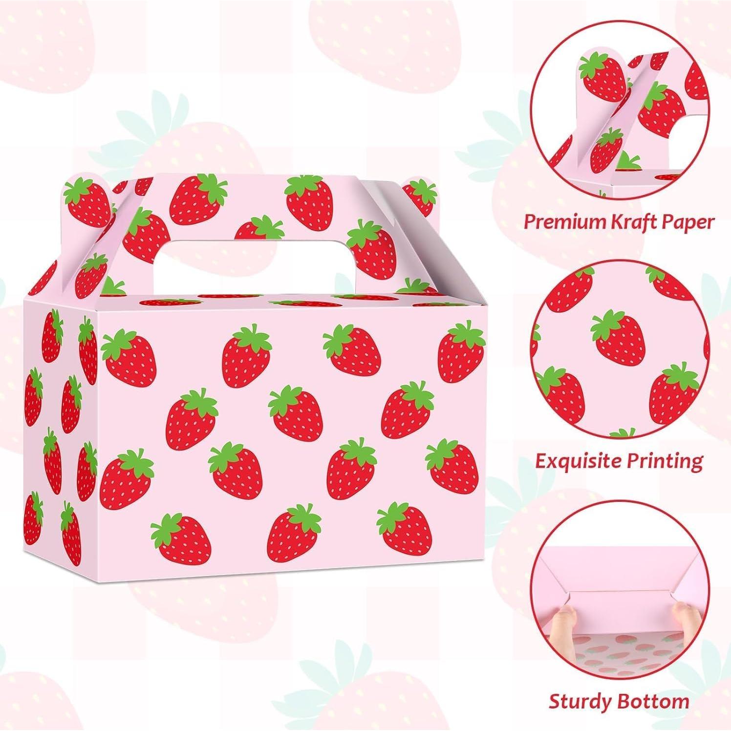 Cajas de Regalo de Fresa Justforjoyful - 12 Piezas 16x8.2x9.8cm