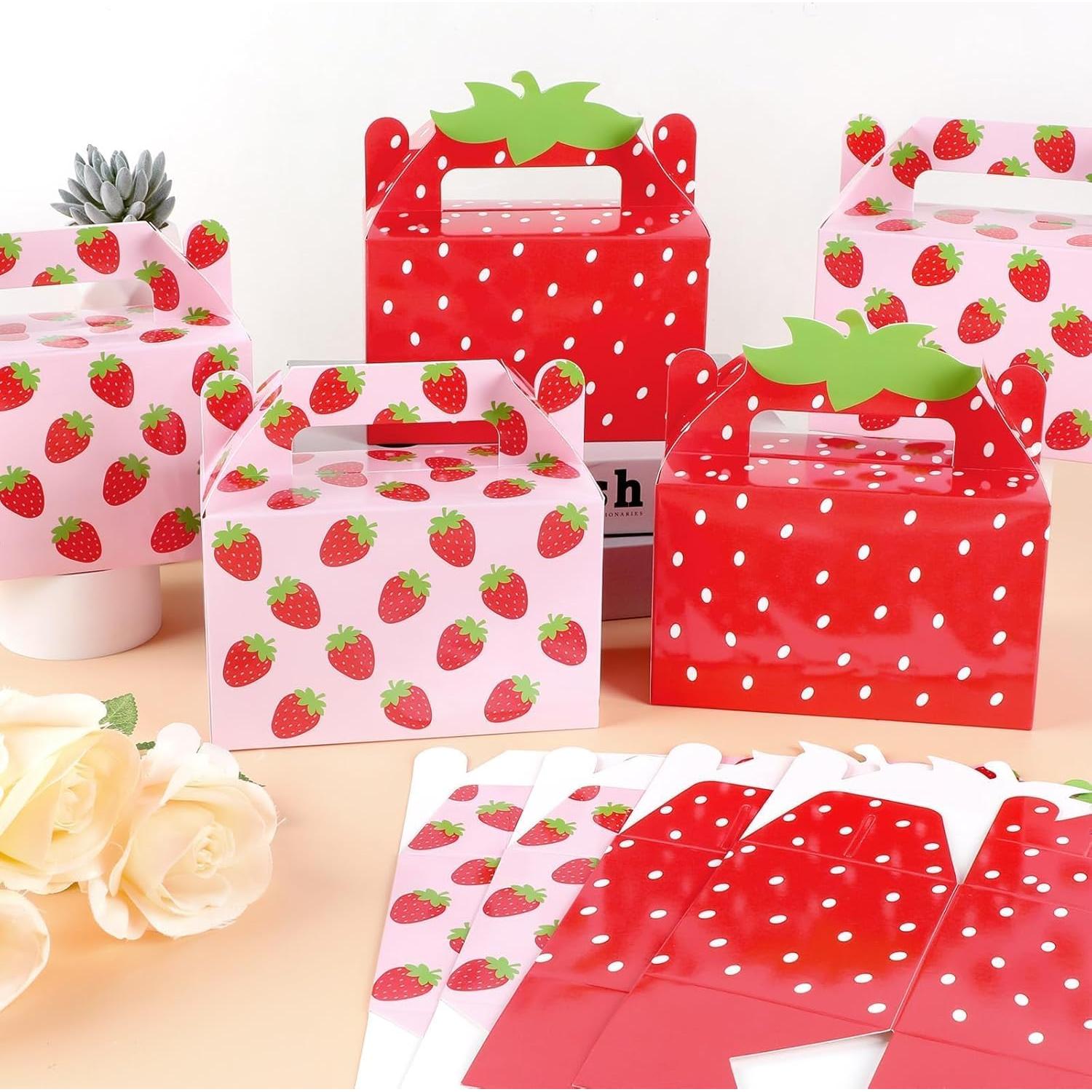Cajas de Regalo de Fresa Justforjoyful - 12 Piezas 16x8.2x9.8cm