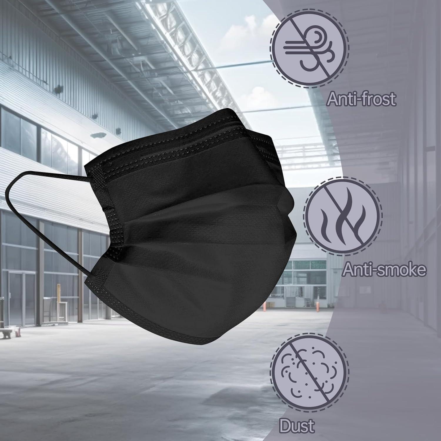 Mascarillas desechables Jointown 3 capas negras - Paquete de 50