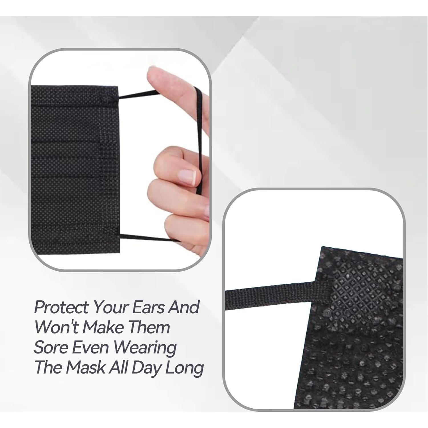 Mascarillas desechables Jointown 3 capas negras - Paquete de 50