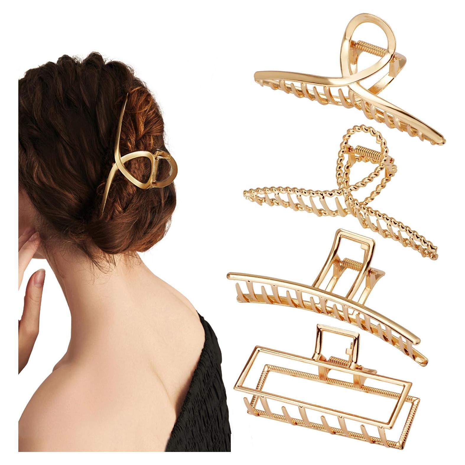 Paquete de 4 Clips de Pelo Metálicos Dorados 10.9 cm