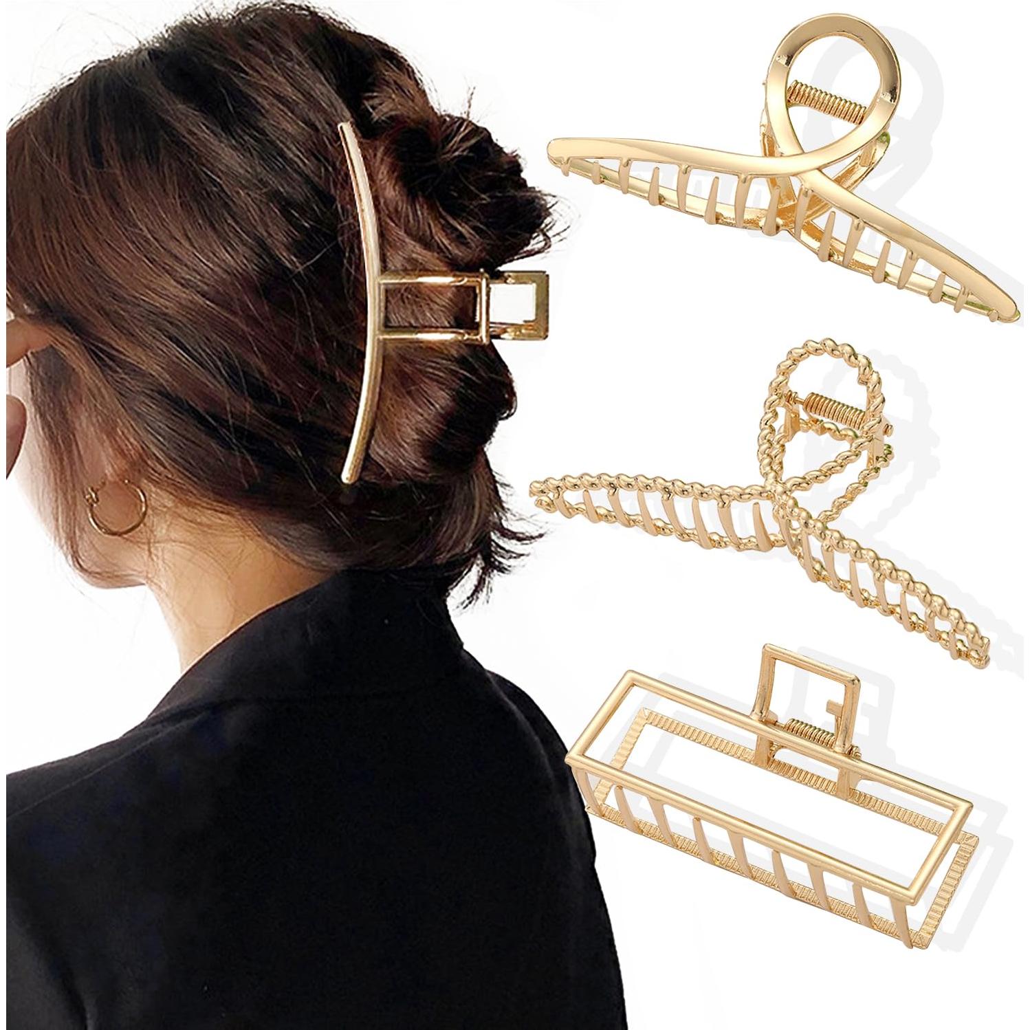 Paquete de 4 Clips de Pelo Metálicos Dorados 10.9 cm