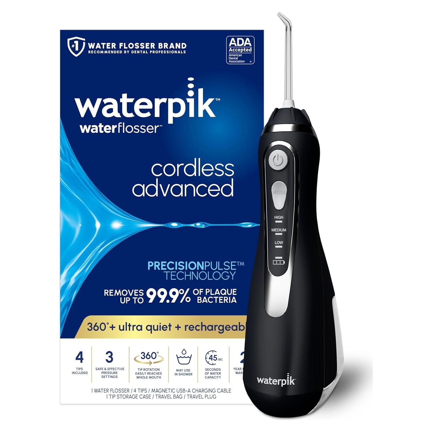 Hilo Dental Inalámbrico Waterpik WP-582 Avanzado Negro