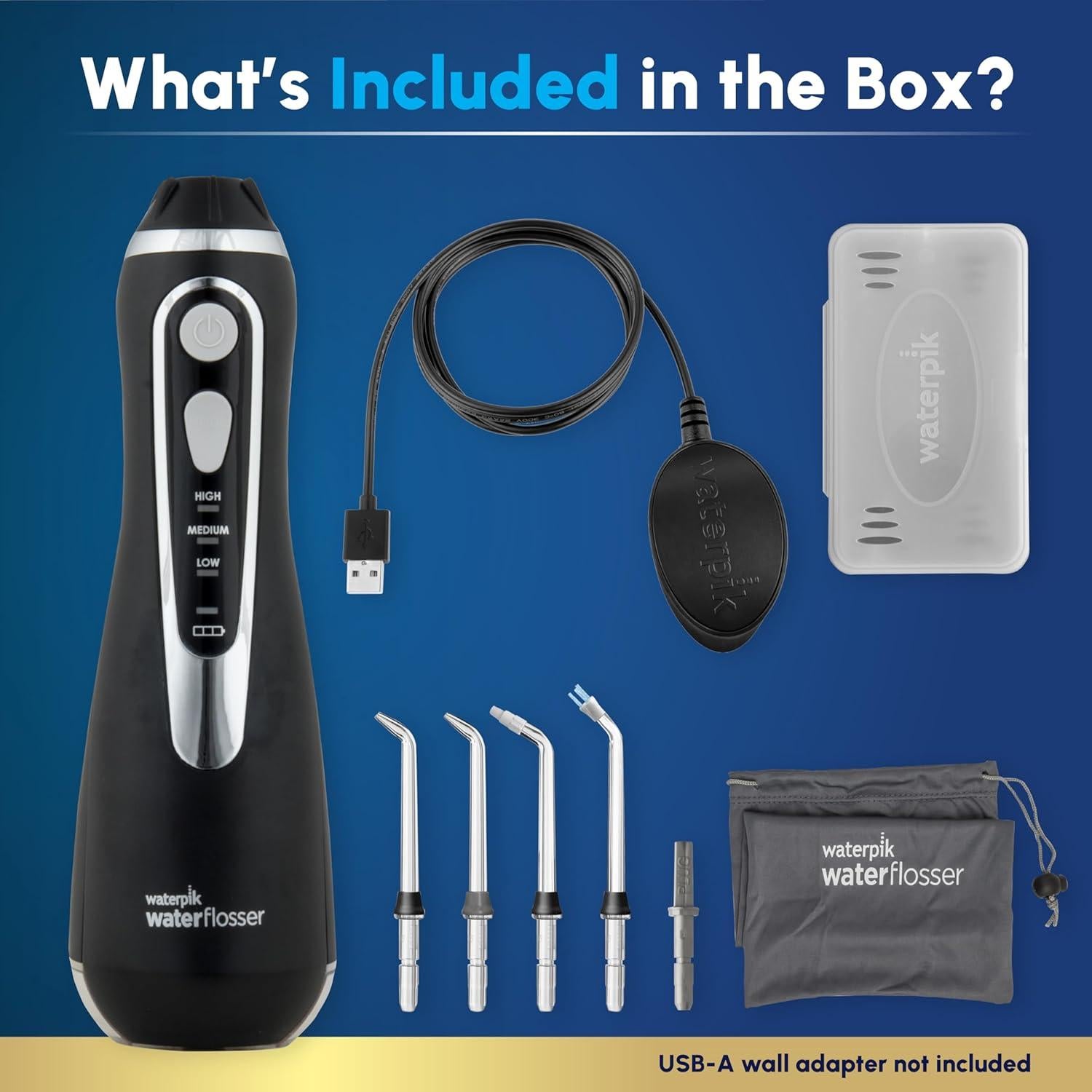 Hilo Dental Inalámbrico Waterpik WP-582 Avanzado Negro