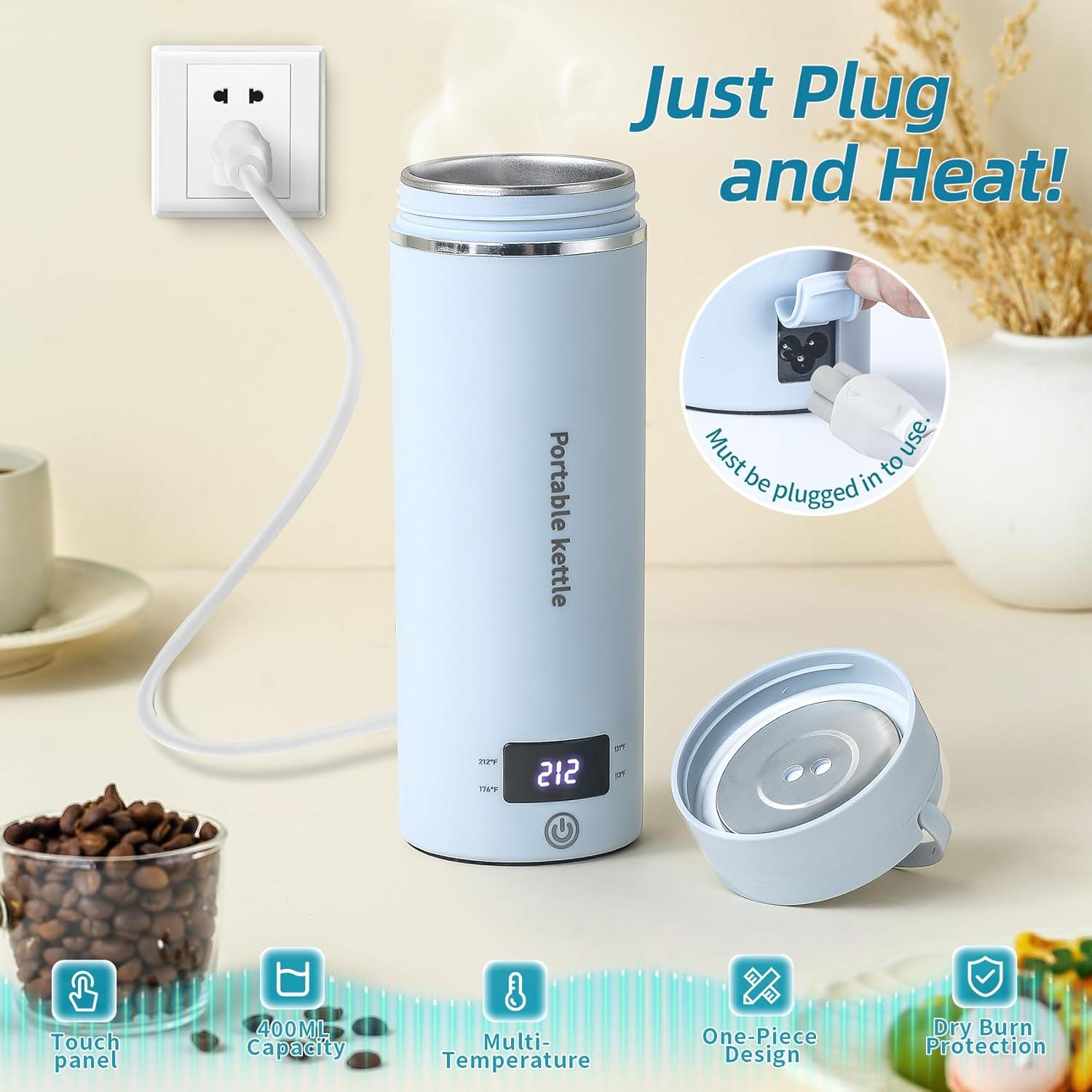 Hervidor Eléctrico Portátil Touxila 400ml 4 Temperaturas Azul