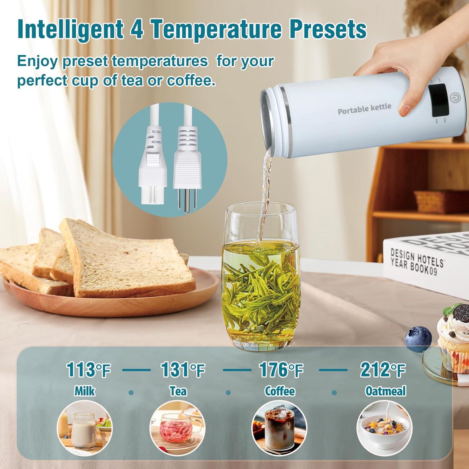 Hervidor Eléctrico Portátil Touxila 400ml 4 Temperaturas Azul