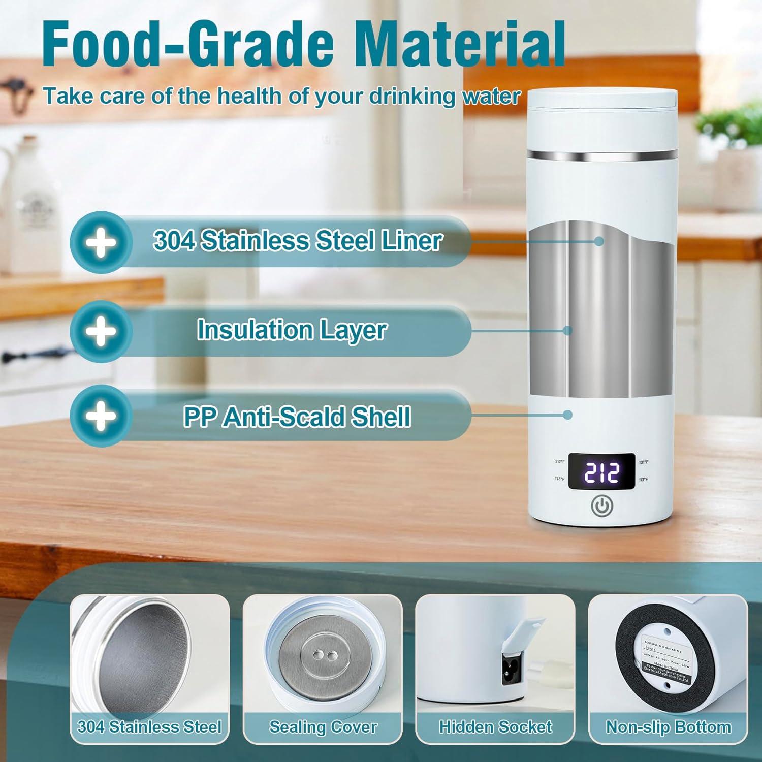 Hervidor Eléctrico Portátil Touxila 400ml 4 Temperaturas Azul