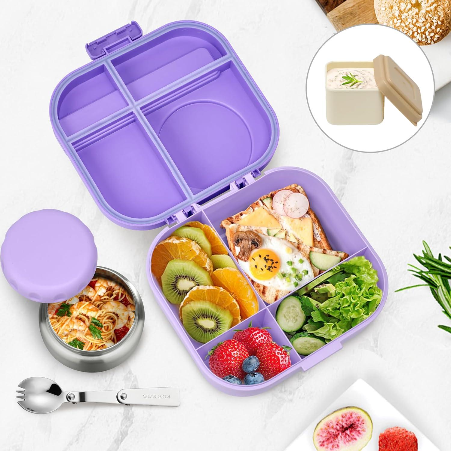 Caja de Almuerzo Bento Aimsnk 1.5L con Termo 355ml Púrpura