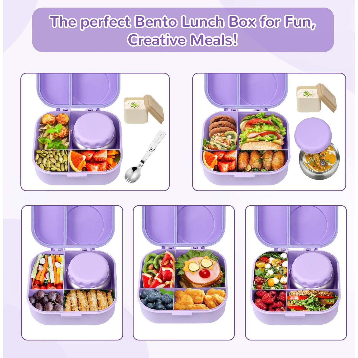 Caja de Almuerzo Bento Aimsnk 1.5L con Termo 355ml Púrpura