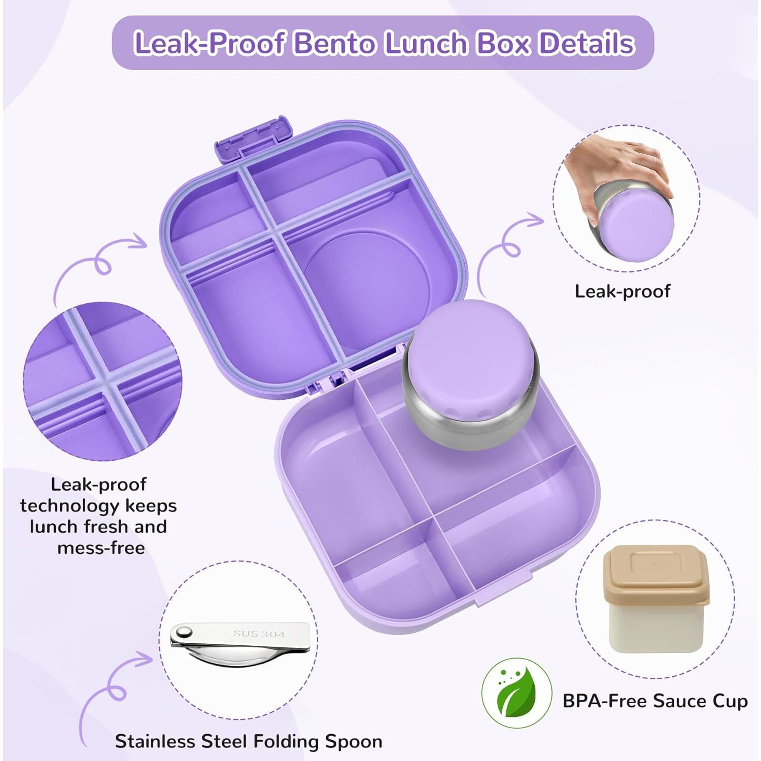 Caja de Almuerzo Bento Aimsnk 1.5L con Termo 355ml Púrpura