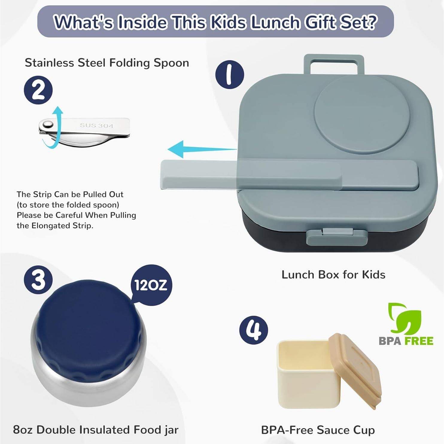 Caja de Almuerzo Bento Aimsnk para Niños 1.5L con Termo 355ml