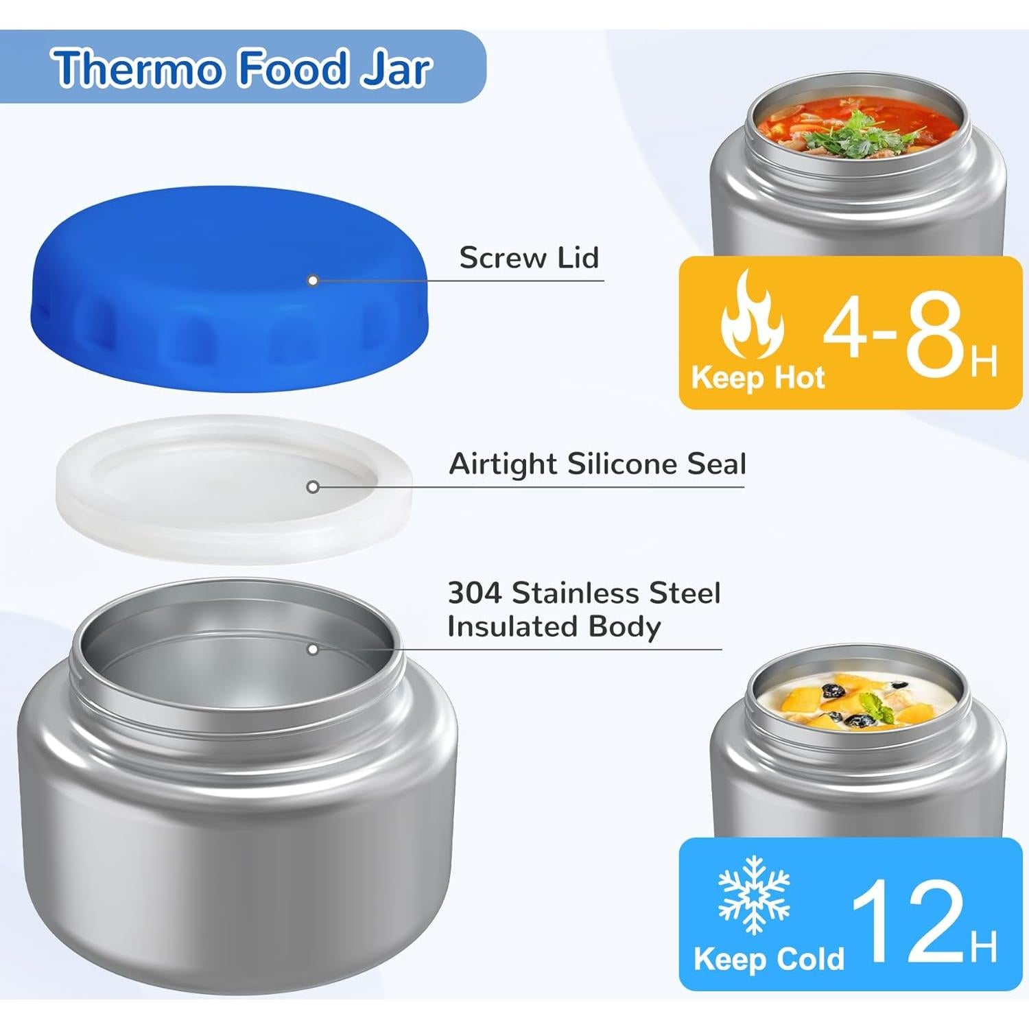 Caja de Almuerzo Bento Aimsnk 1.5L con Termo 355ml Azul