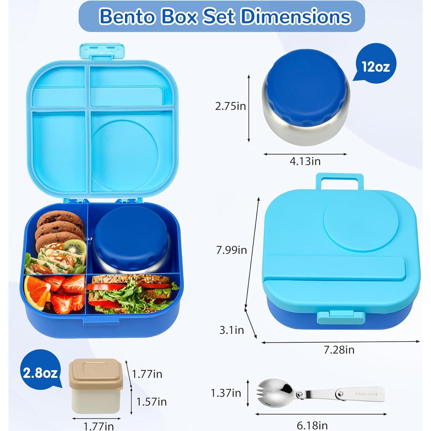 Caja de Almuerzo Bento Aimsnk 1.5L con Termo 355ml Azul