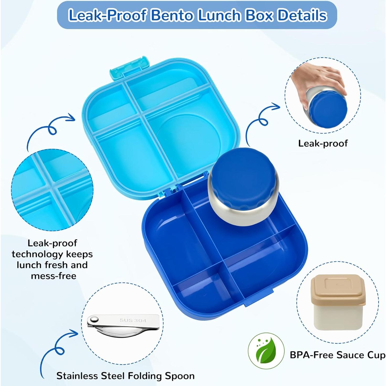 Caja de Almuerzo Bento Aimsnk 1.5L con Termo 355ml Azul