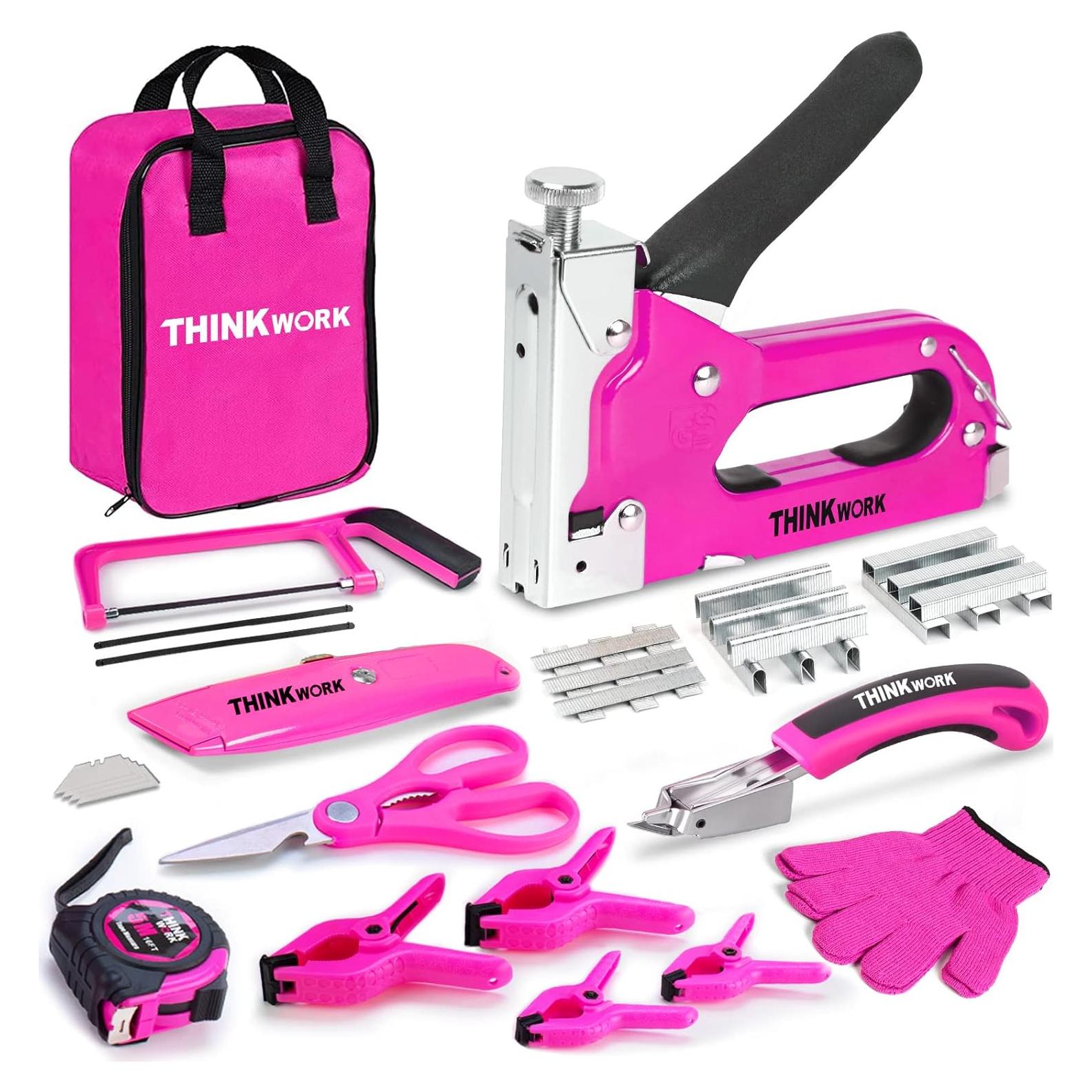 Juego de Grapadora 27 Piezas THINKWORK Rosa 3 en 1 DIY