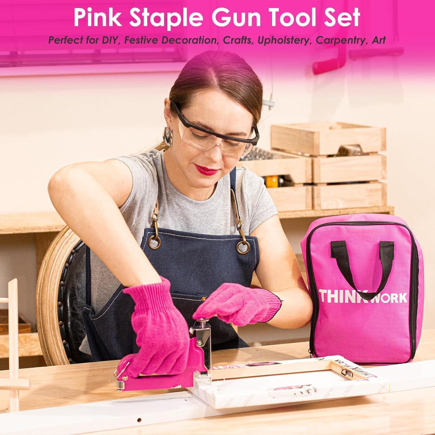 Juego de Grapadora 27 Piezas THINKWORK Rosa 3 en 1 DIY