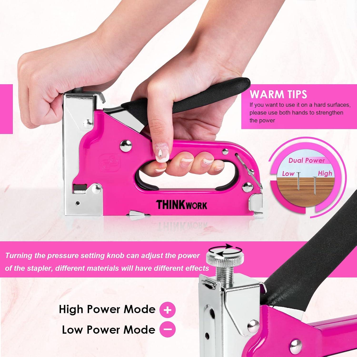 Juego de Grapadora 27 Piezas THINKWORK Rosa 3 en 1 DIY