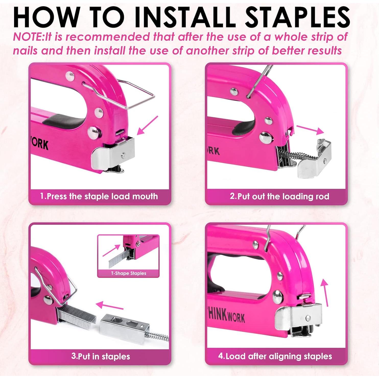 Juego de Grapadora 27 Piezas THINKWORK Rosa 3 en 1 DIY