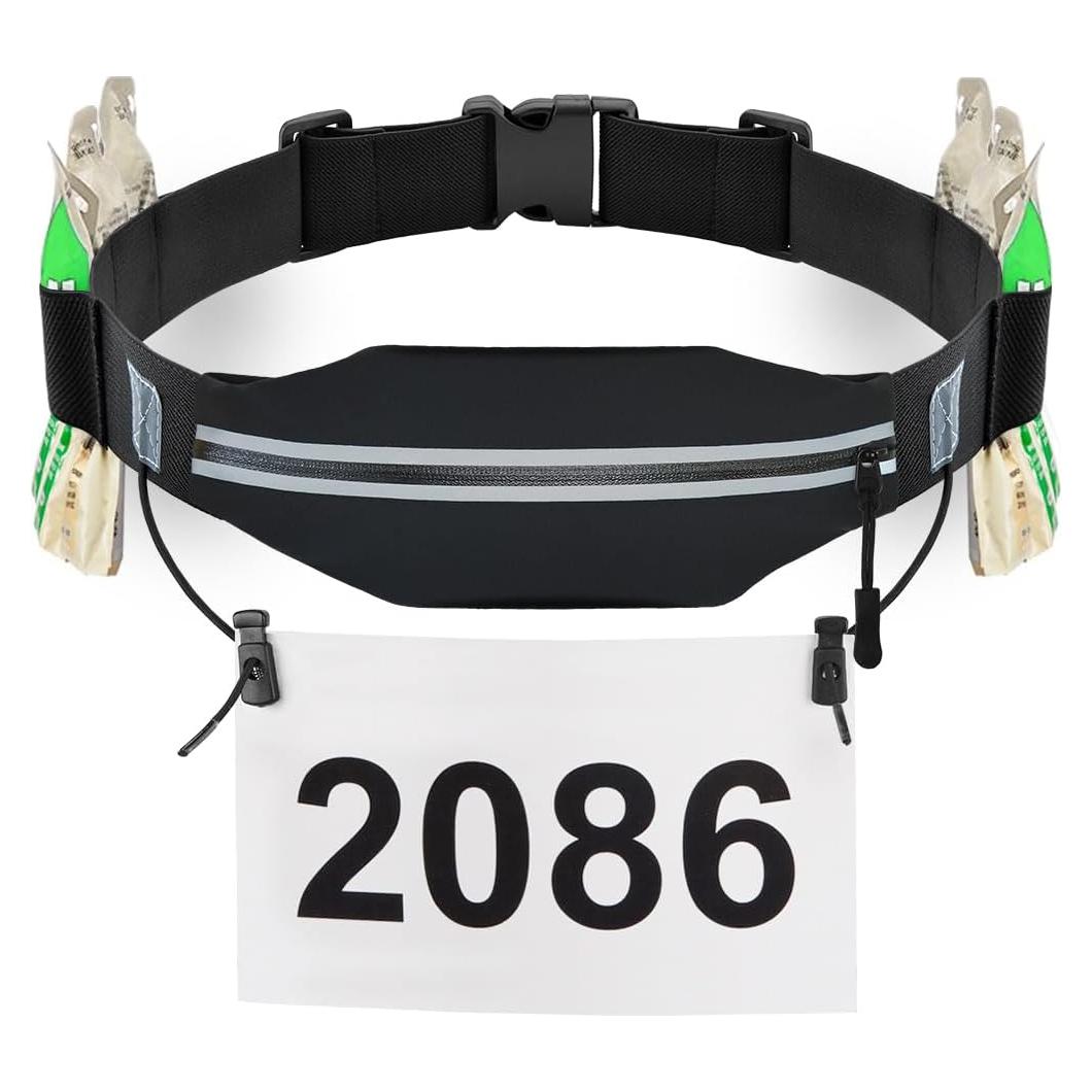 Cinturón de Triatlón RJ-Sport con Soporte para Número - Negro