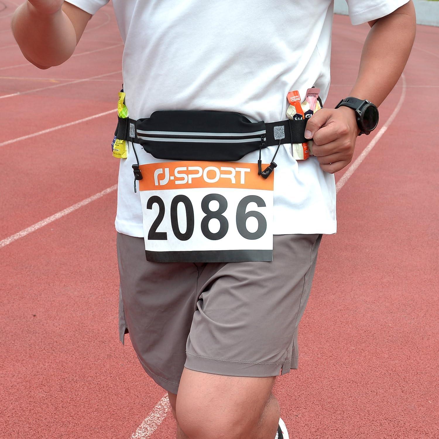 Cinturón de Triatlón RJ-Sport con Soporte para Número - Negro