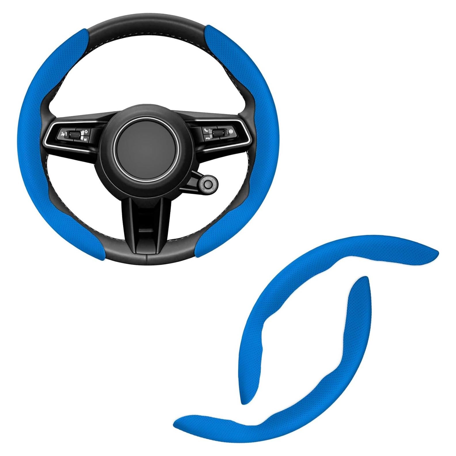 Cubierta de Volante de Cuero Nappa Amiss Azul Universal 2PCS