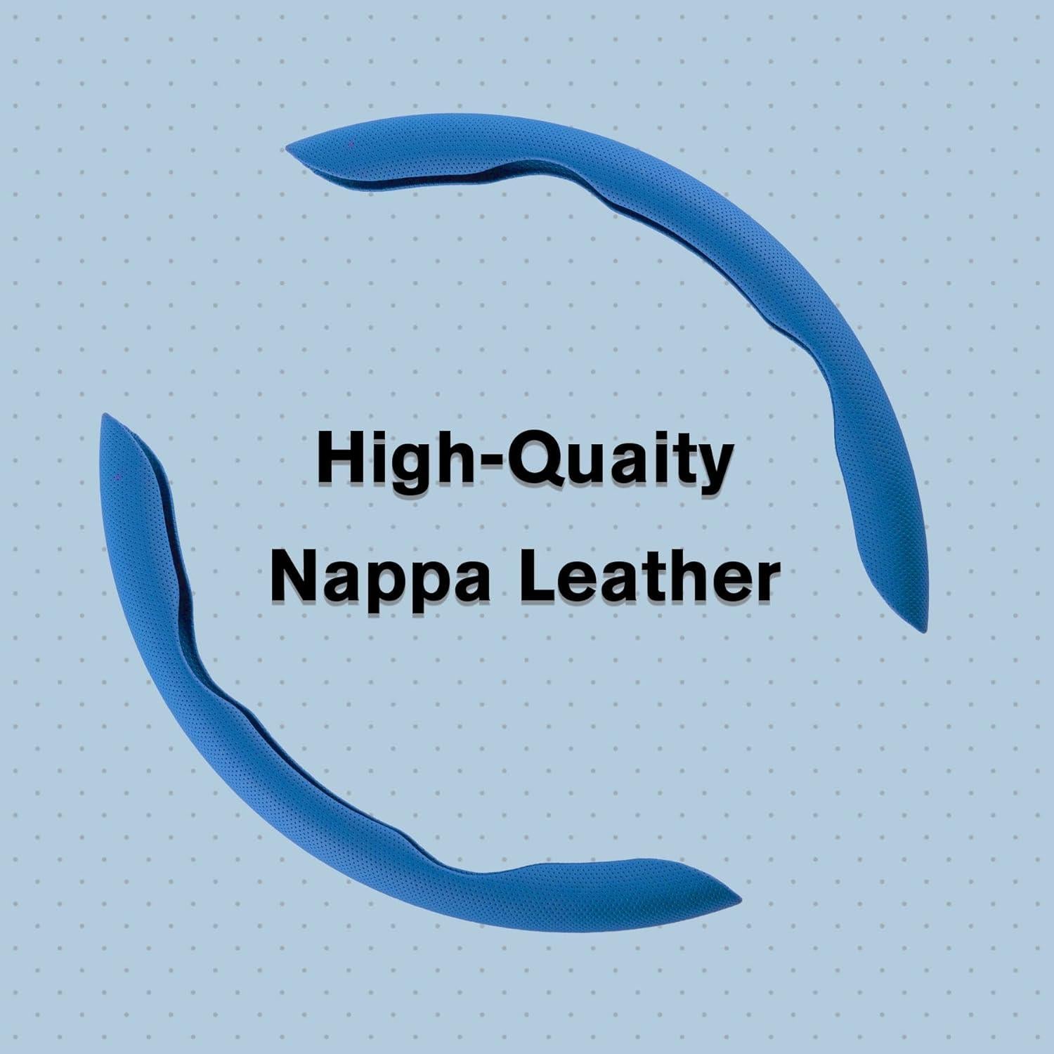 Cubierta de Volante de Cuero Nappa Amiss Azul Universal 2PCS