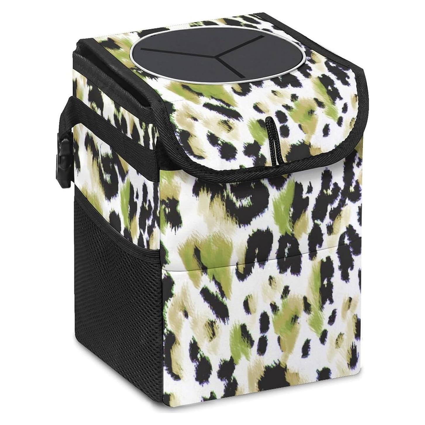 Basurero de Auto LHW Plegable Impermeable Estampado Leopardo