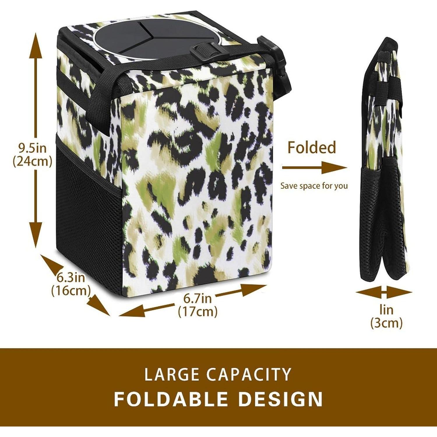 Basurero de Auto LHW Plegable Impermeable Estampado Leopardo