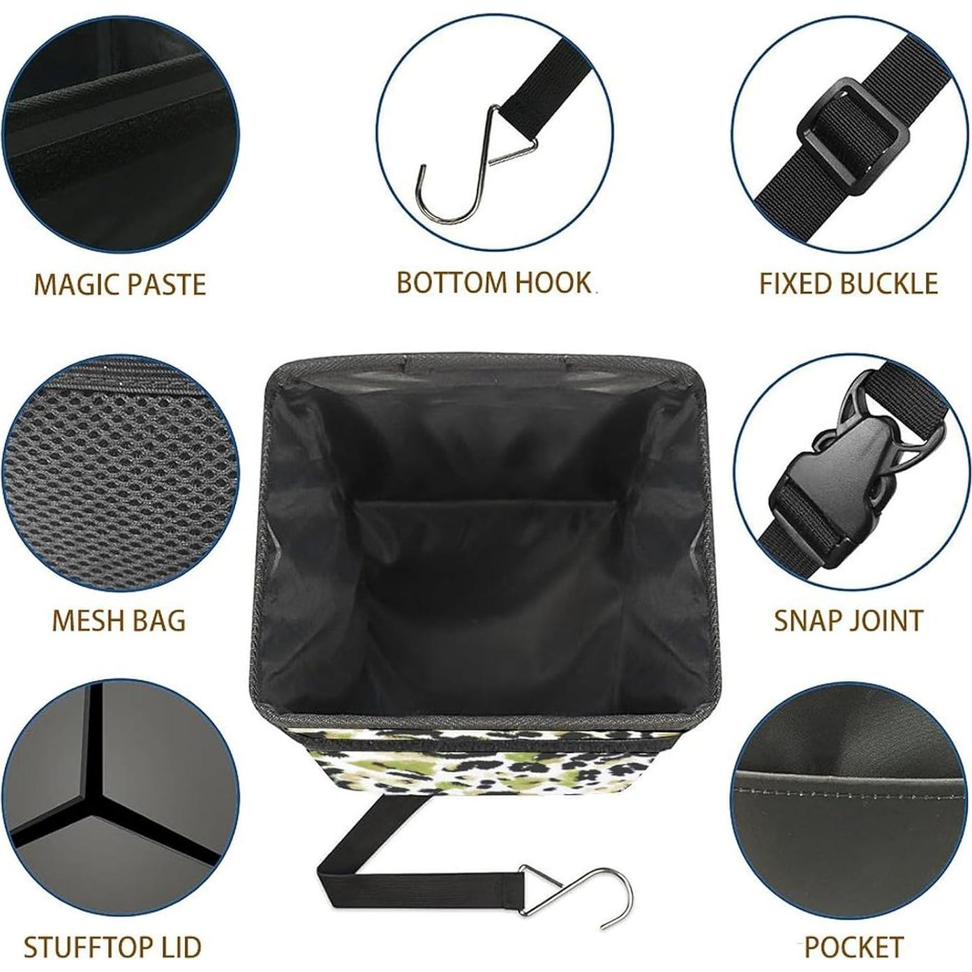 Basurero de Auto LHW Plegable Impermeable Estampado Leopardo