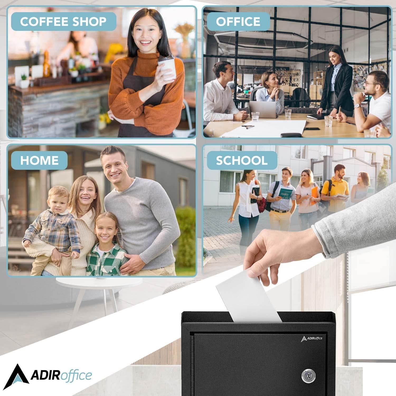 Caja de Sugerencias Adir Negra con Cerradura 24.9x19.1 cm