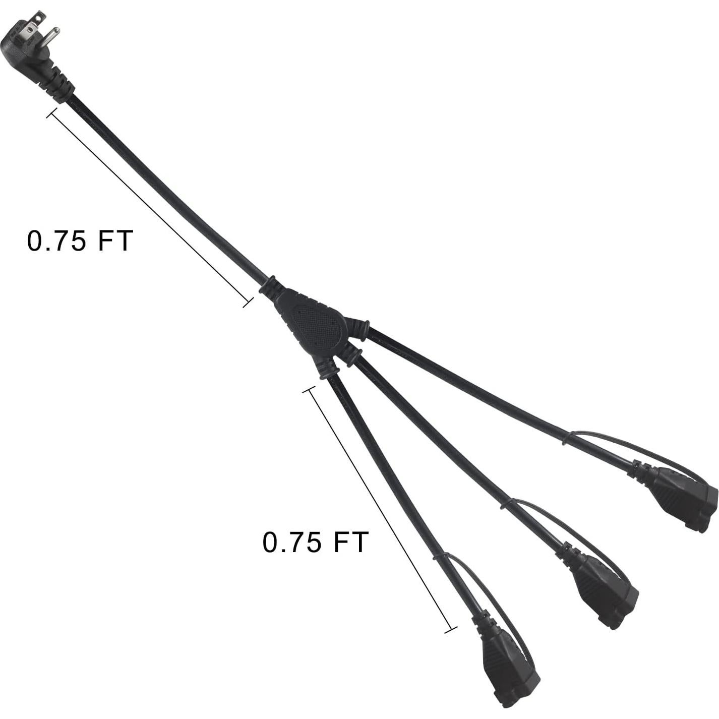 Divisor de Energía KUNCAN 3 Salidas 1.5FT para Exterior