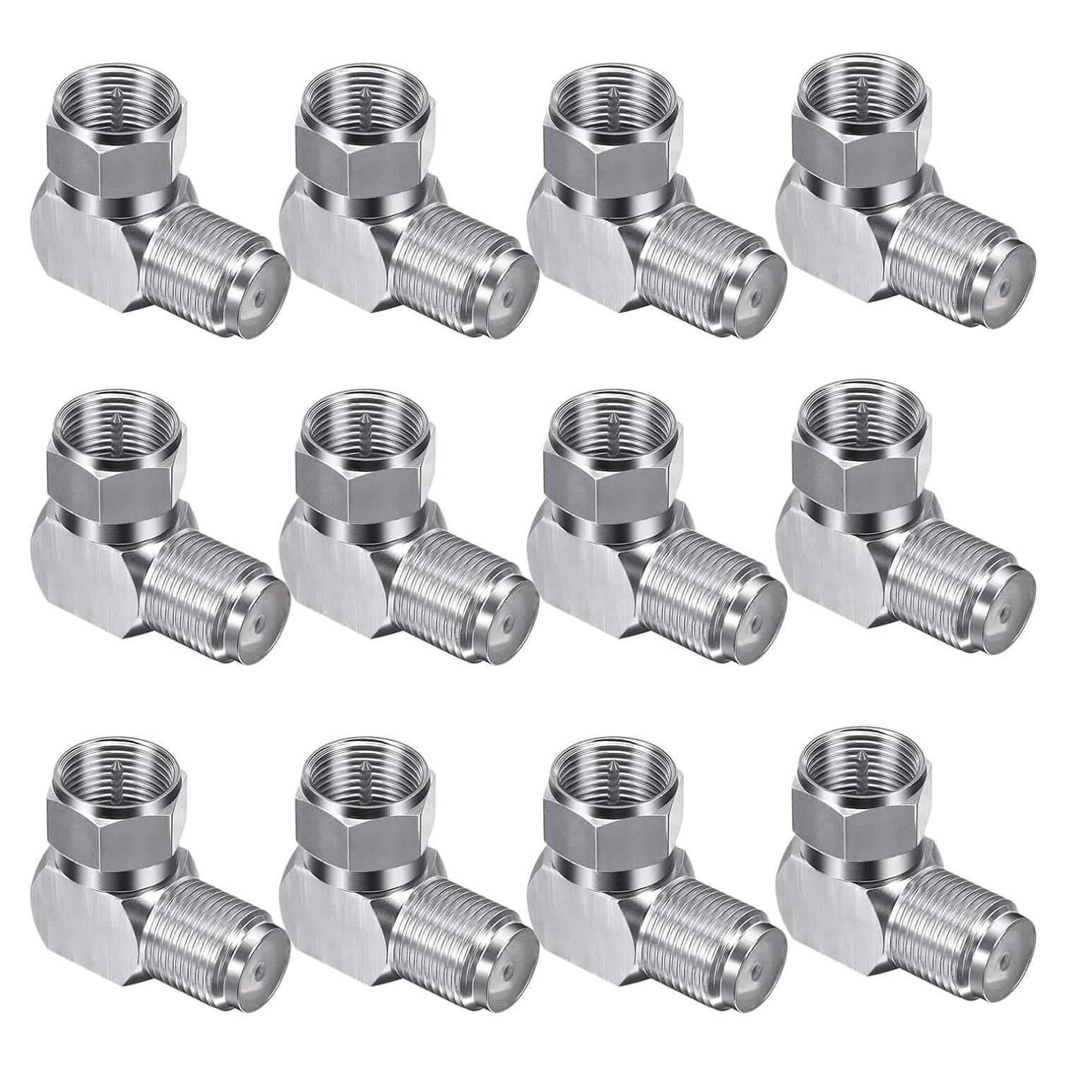 Conector Coaxial de Ángulo Recto F Tipo 12 Pcs RG6 Macho a Hembra