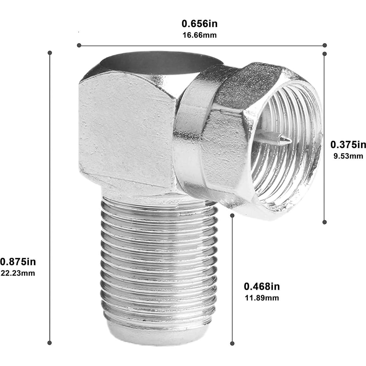 Conector Coaxial de Ángulo Recto F Tipo 12 Pcs RG6 Macho a Hembra