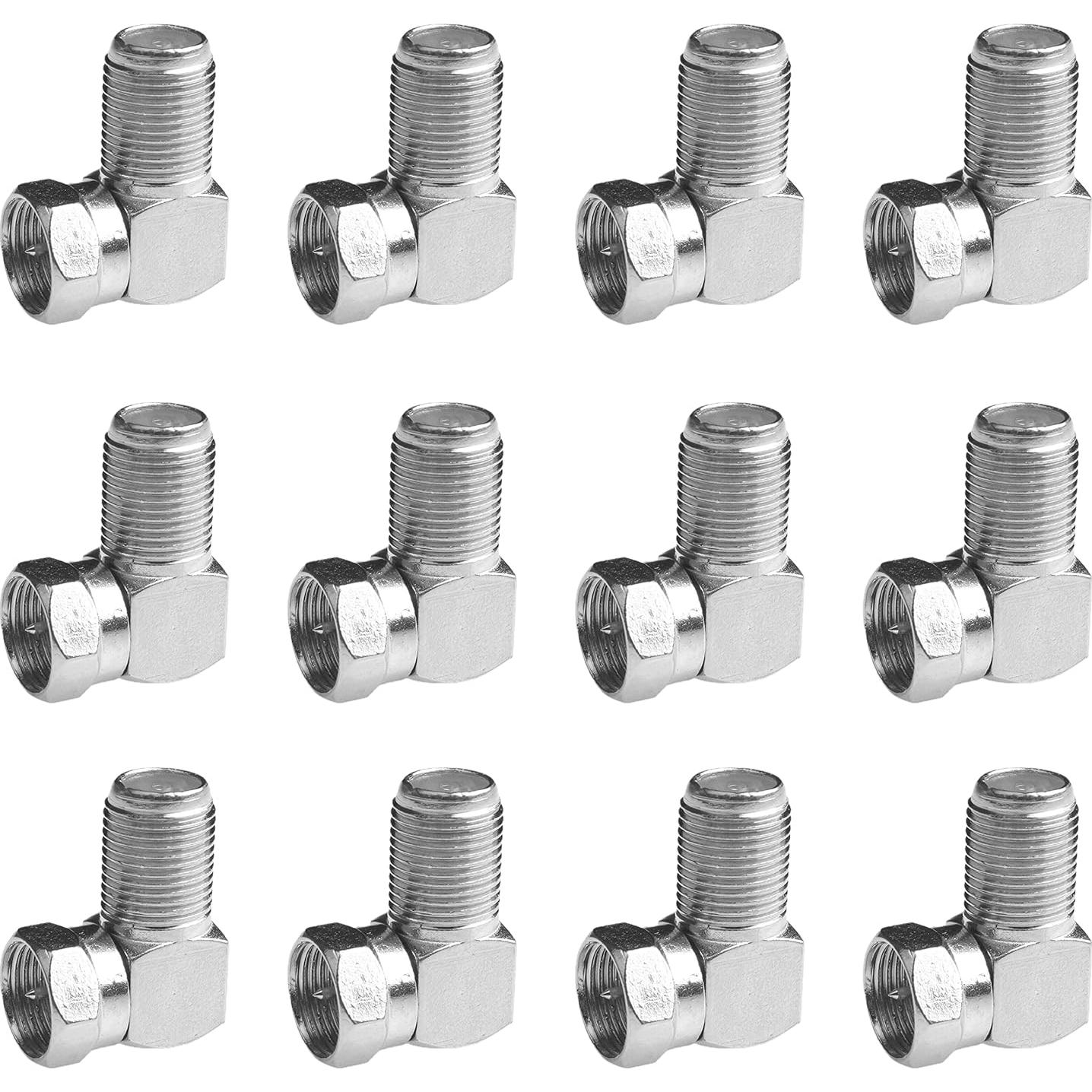Conector Coaxial de Ángulo Recto F Tipo 12 Pcs RG6 Macho a Hembra