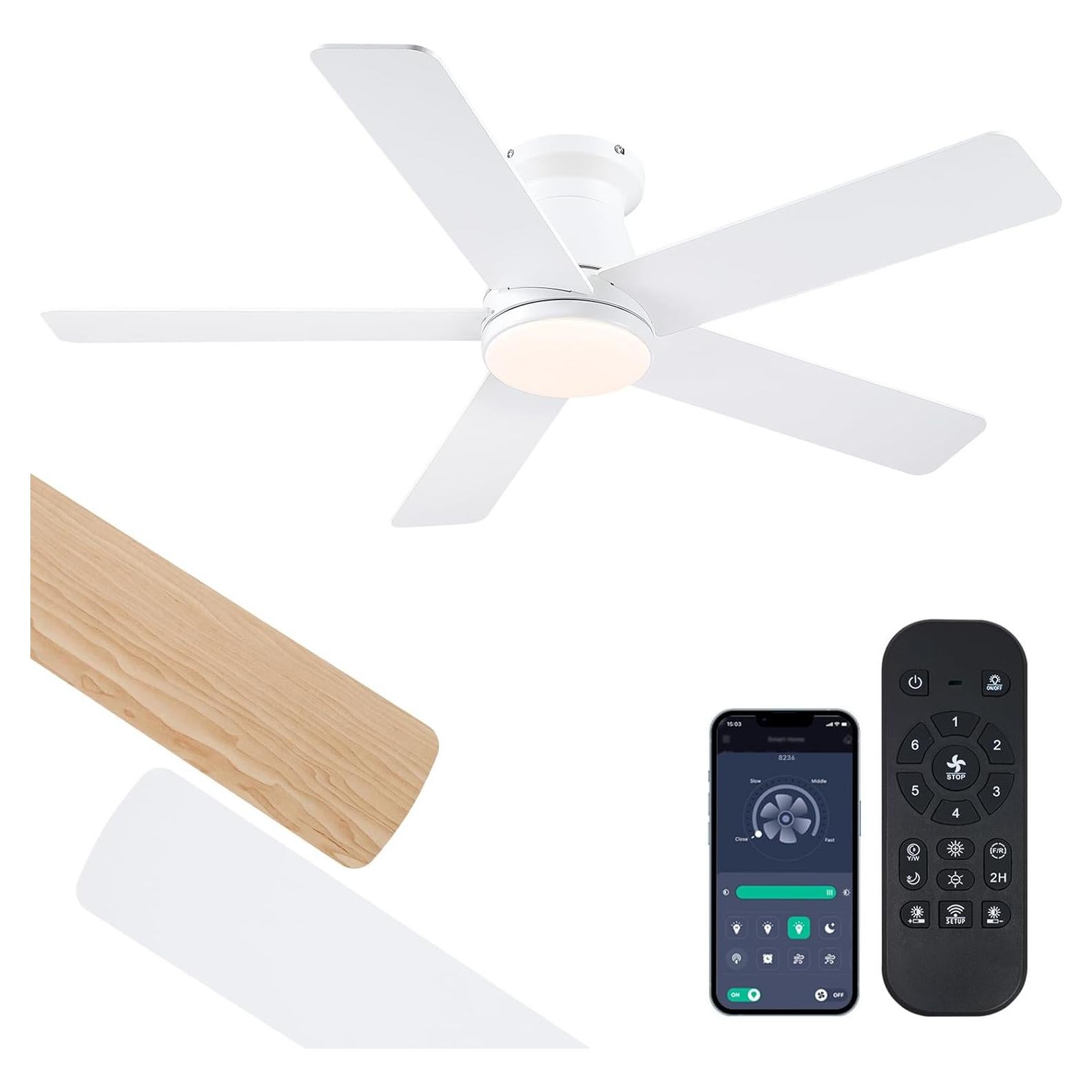 Ventilador de Techo CHESUR 46" Blanco con Luz y Control Remoto