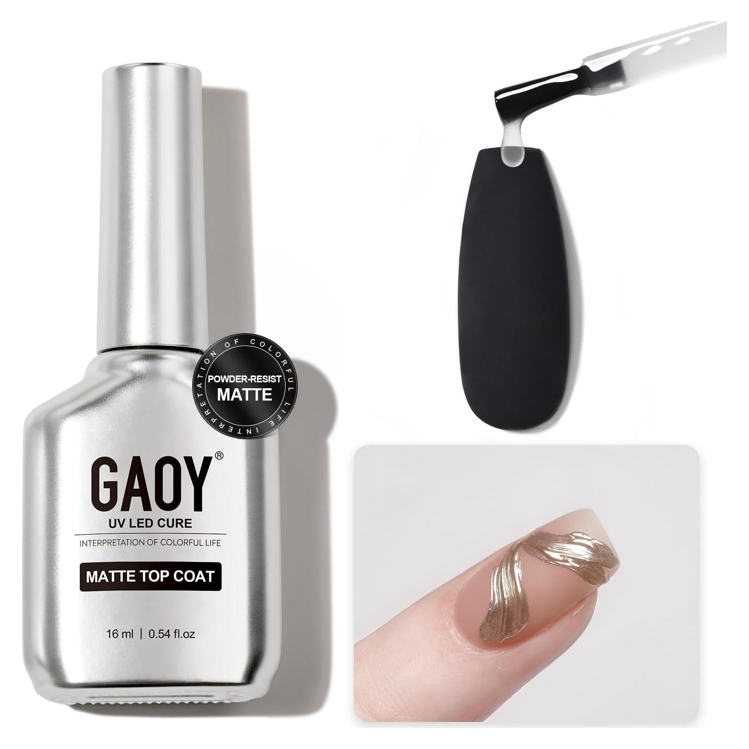 Gel Top Coat Mate GAOY 16ml Resistente al Polvo para Uñas
