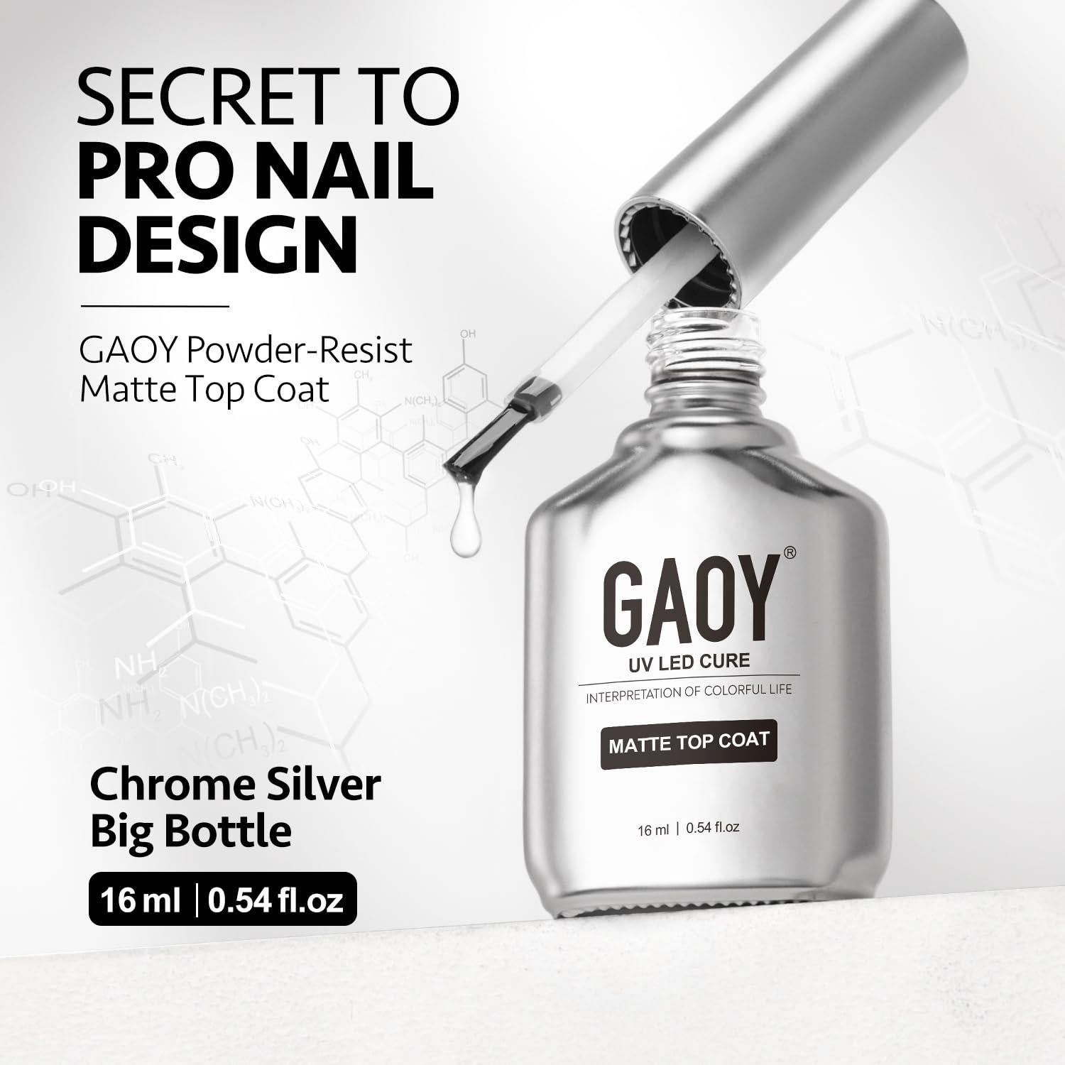 Gel Top Coat Mate GAOY 16ml Resistente al Polvo para Uñas