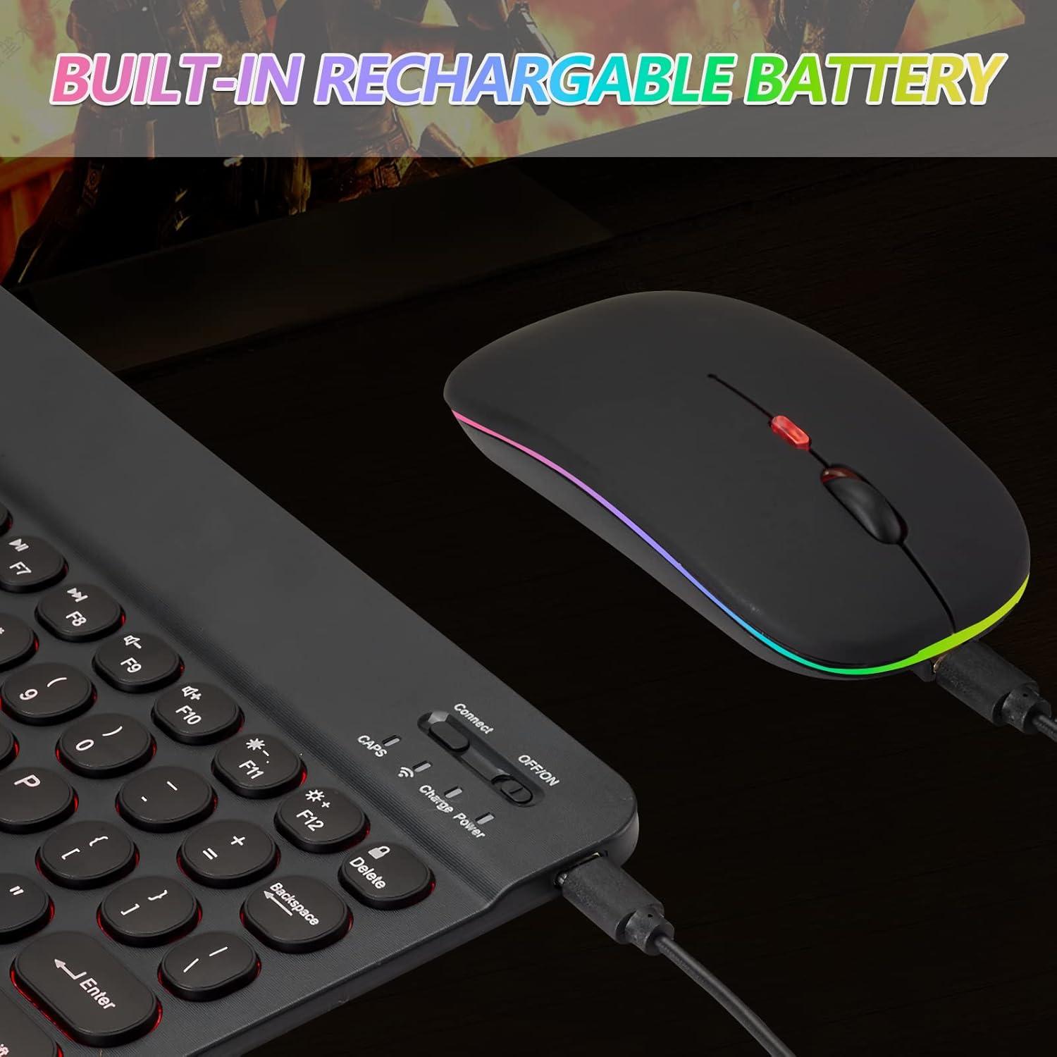 Teclado y Ratón Bluetooth Guiheng Mini Inalámbrico Negro