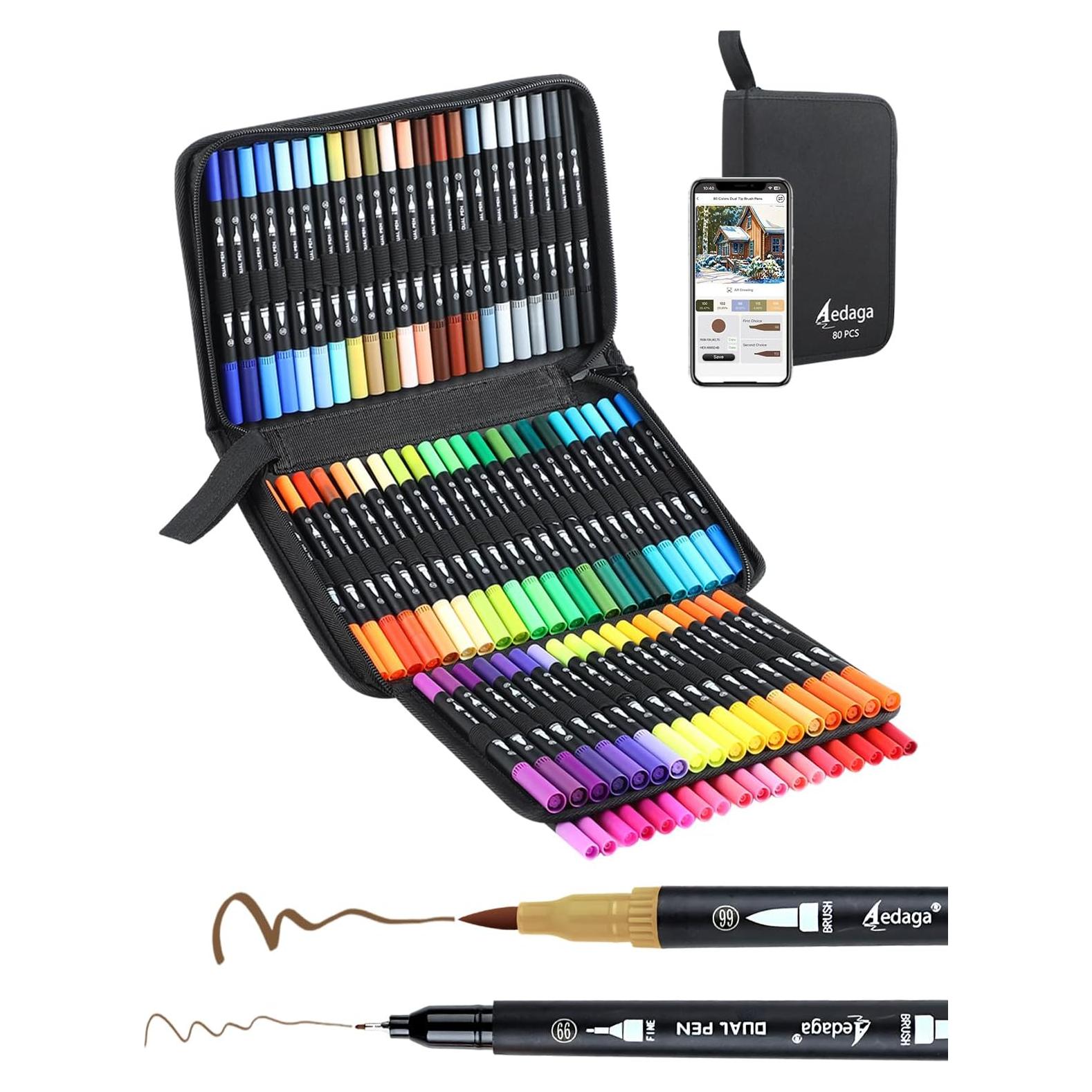 80 Marcadores Doble Punta HornedDragon con App y Colores Vivos