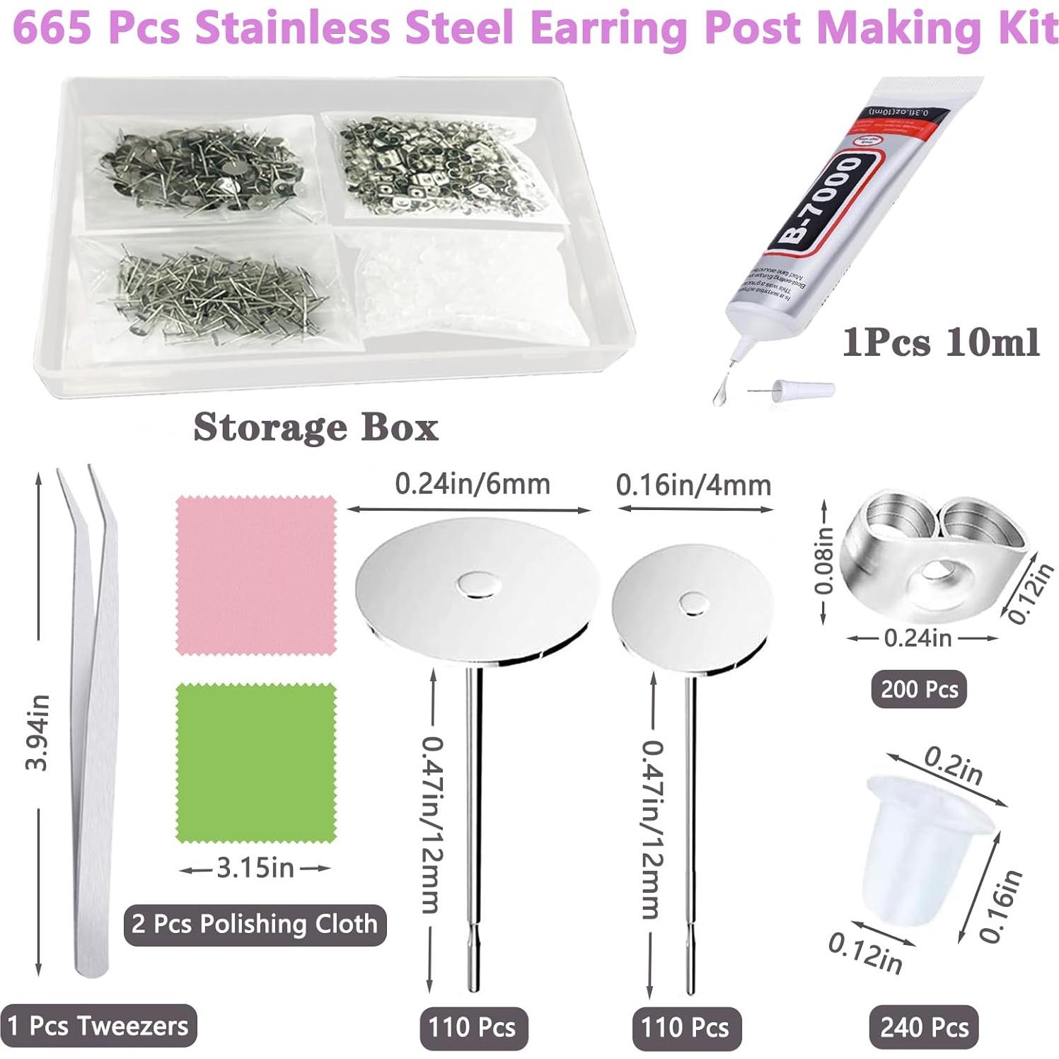 Kit de Aretes DIY N NOROCME 664 Piezas Acero Inoxidable