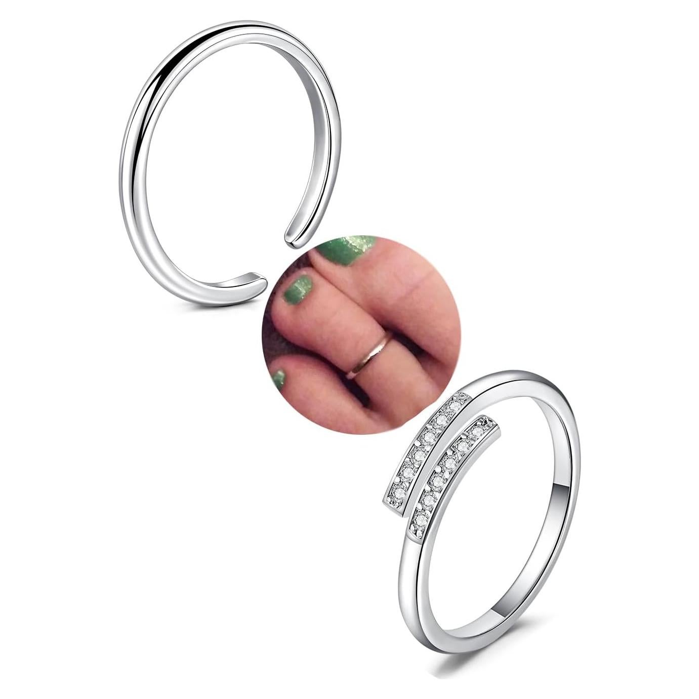 Anillos para Dedos de los Pies QWALIT para Mujeres Ajustables Plata