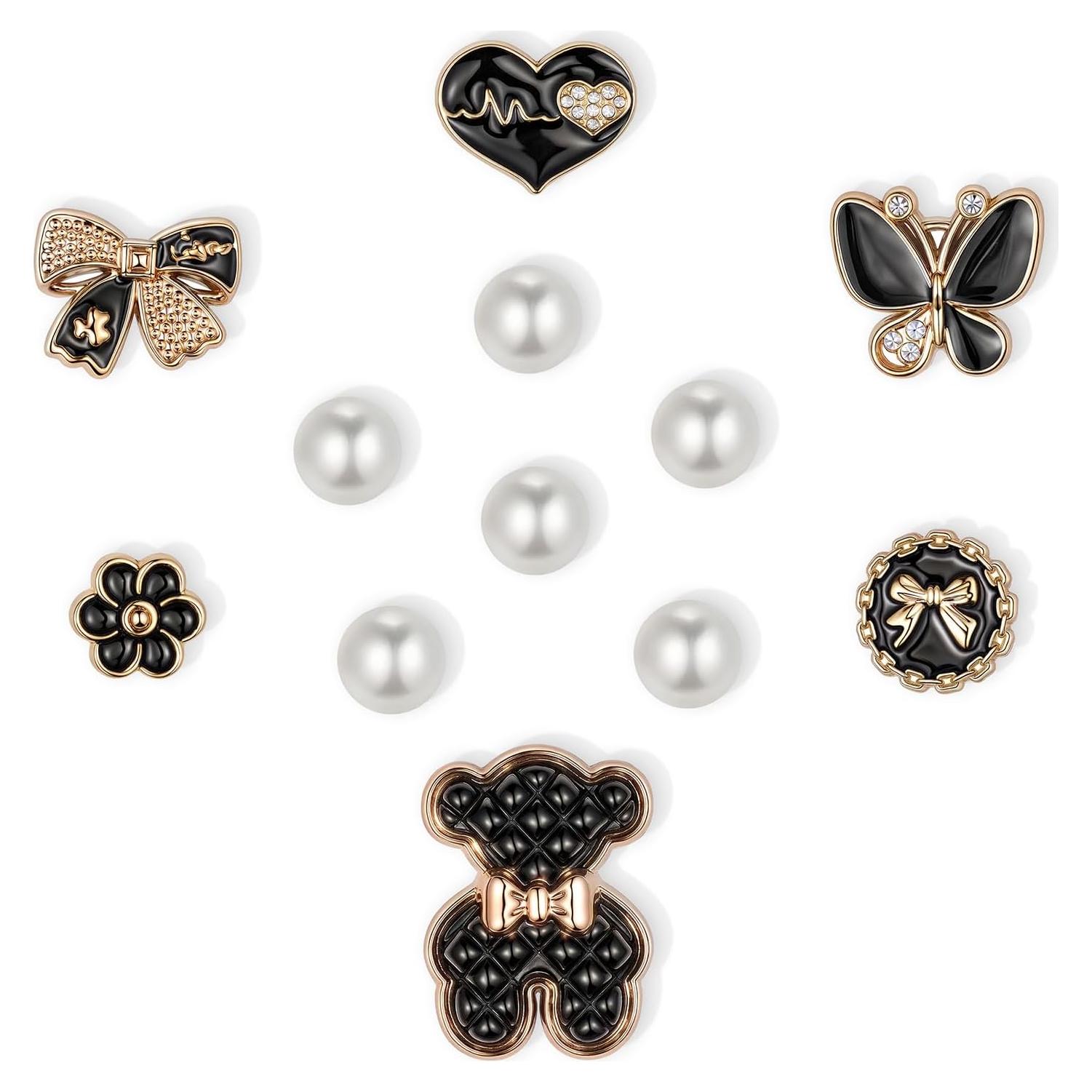 HUSSIN 12 Piezas Encantos de Zapatos Brillantes para Mujeres