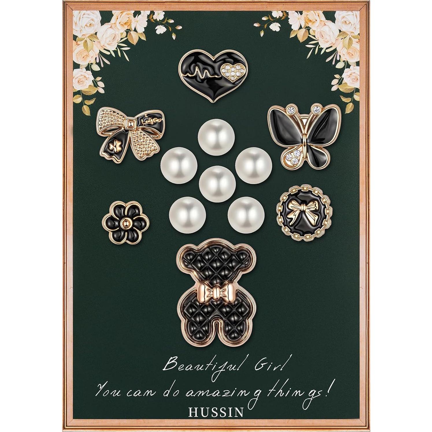 HUSSIN 12 Piezas Encantos de Zapatos Brillantes para Mujeres