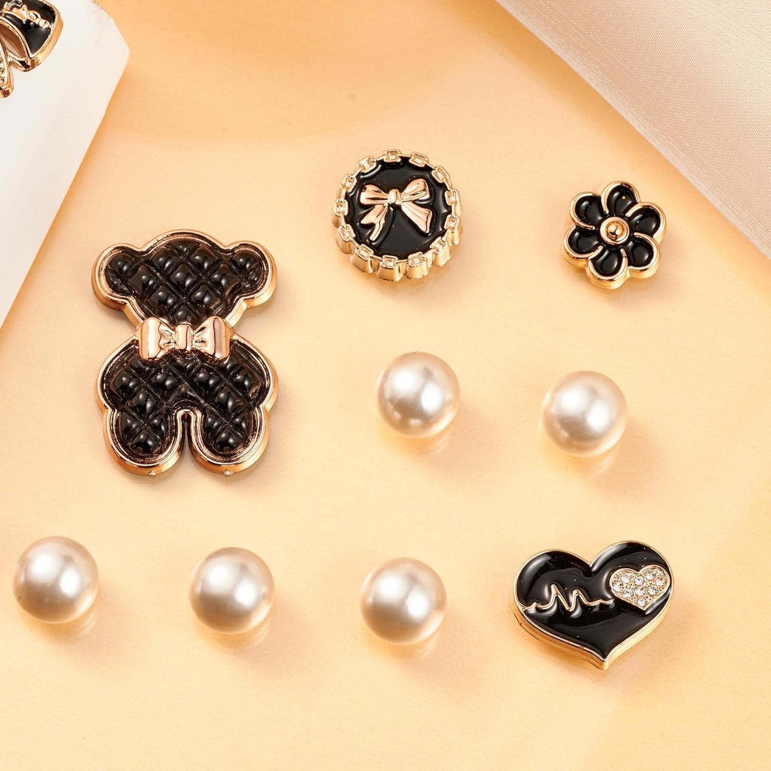 HUSSIN 12 Piezas Encantos de Zapatos Brillantes para Mujeres